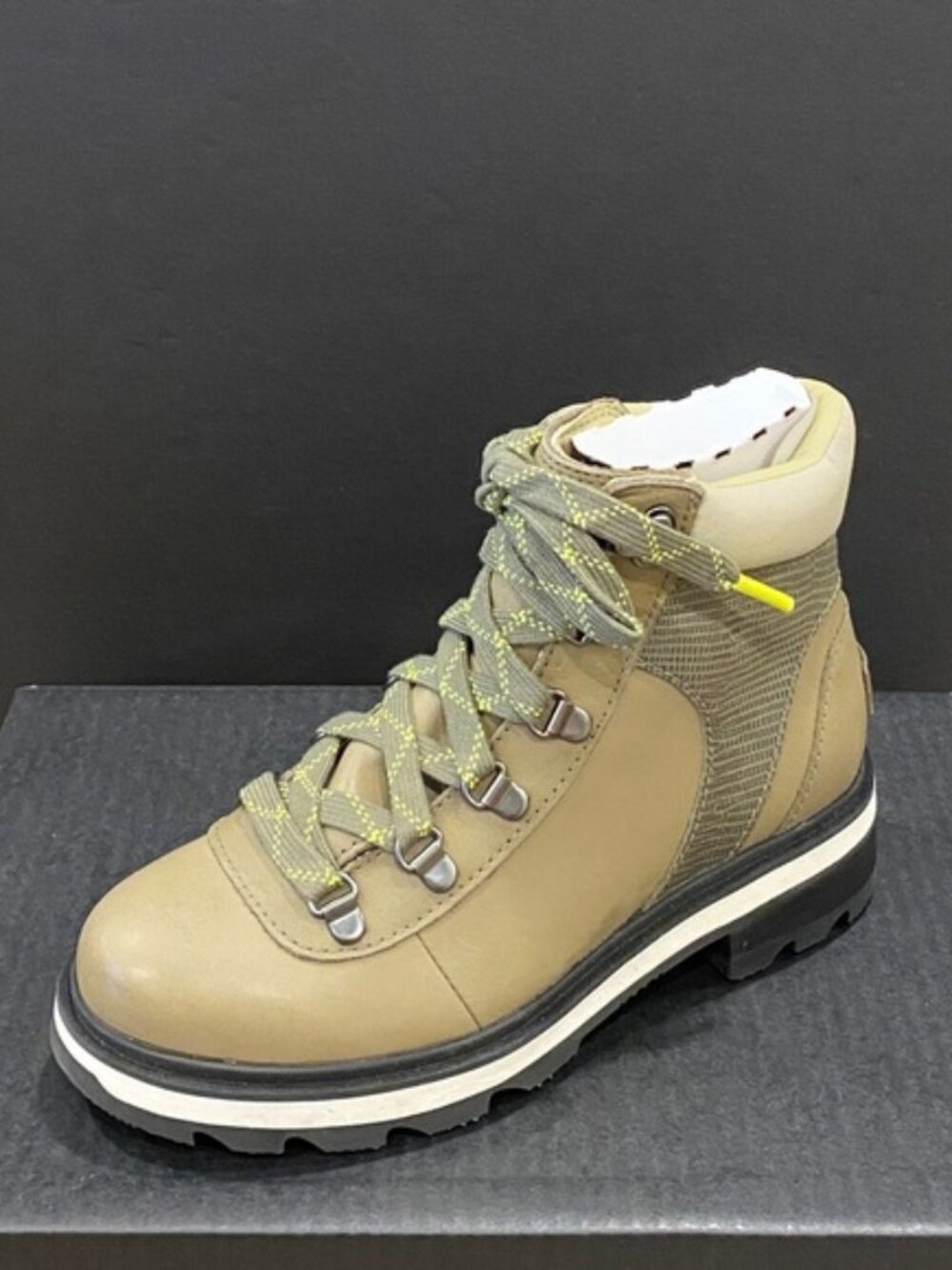 Sorel Lennox Hiker Stone Green STKD Leather Ankle Short Boots Bootie Shoes 6 NEW